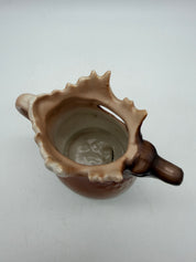 5”  Royal Bayreuth Bavaria Elk Stag Creamer Jug Brown Ceramic Handle Pottery