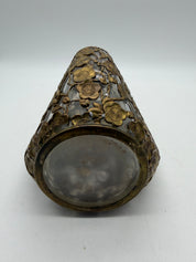 9” Japanese Bronze Ormolu pinch Bottle Hollywood Regency Cherry blossom