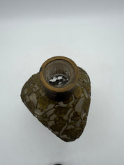 9” Japanese Bronze Ormolu pinch Bottle Hollywood Regency Cherry blossom