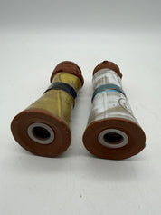 6” pair Vtg Japan Brown Clay Kokeshi Style Japanese Boy & Girl Salt And Pepper
