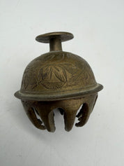 2” Vintage Indian Brass  claw  Bell Floral Engraved Hanging Temple Bell