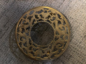 vintage brass filigree rolling plant caddy