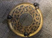 vintage brass filigree rolling plant caddy