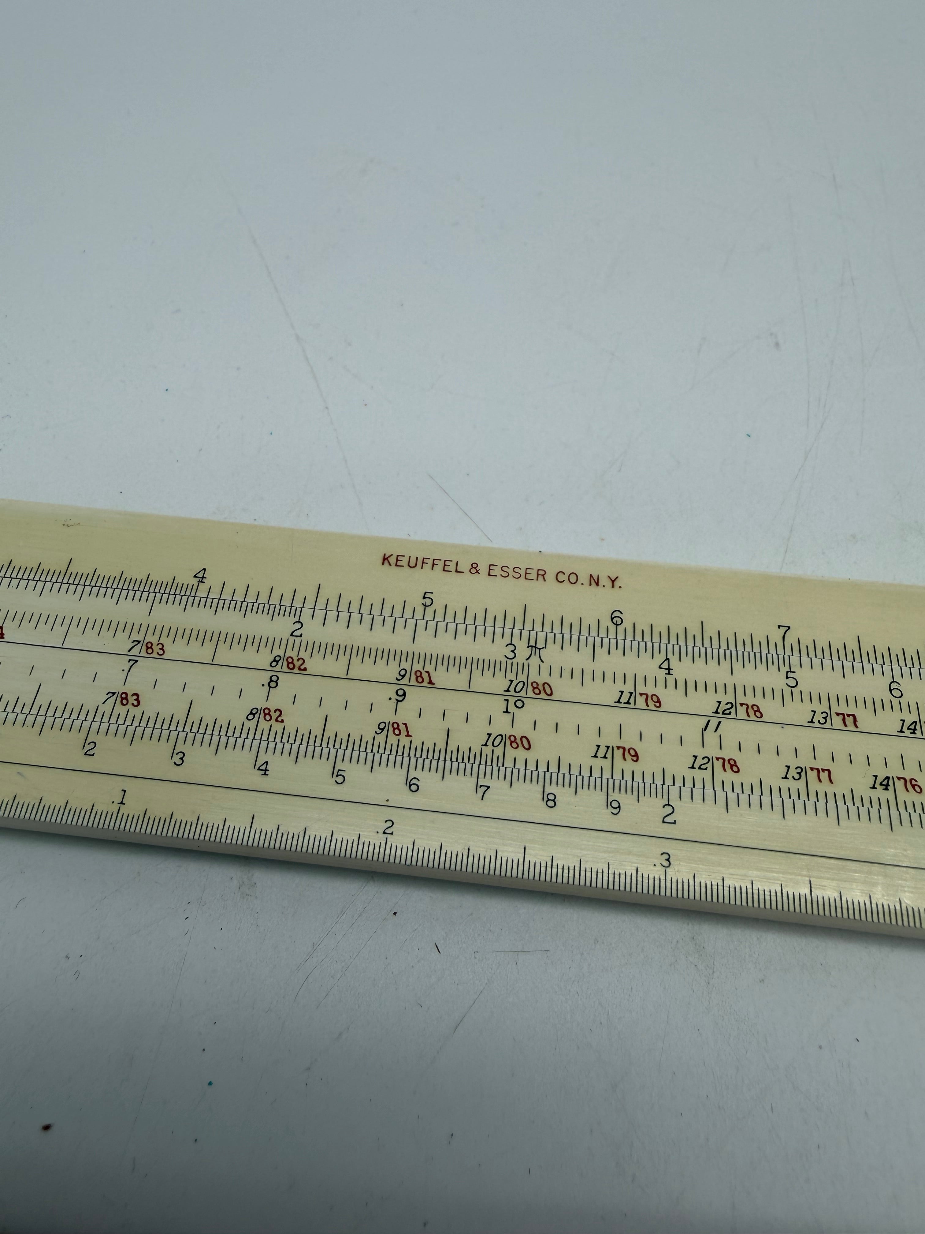 13” Vintage Keuffel & Esser Duplex Slide Rule w/ Leather Case Made In USA
