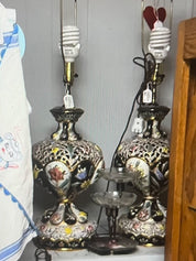 C-VTG Azzolin Bros.1965 Italian MCM Capodimonte Ceramic Lamp-(As Is)