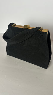 MCM black Cordé clasp handbag