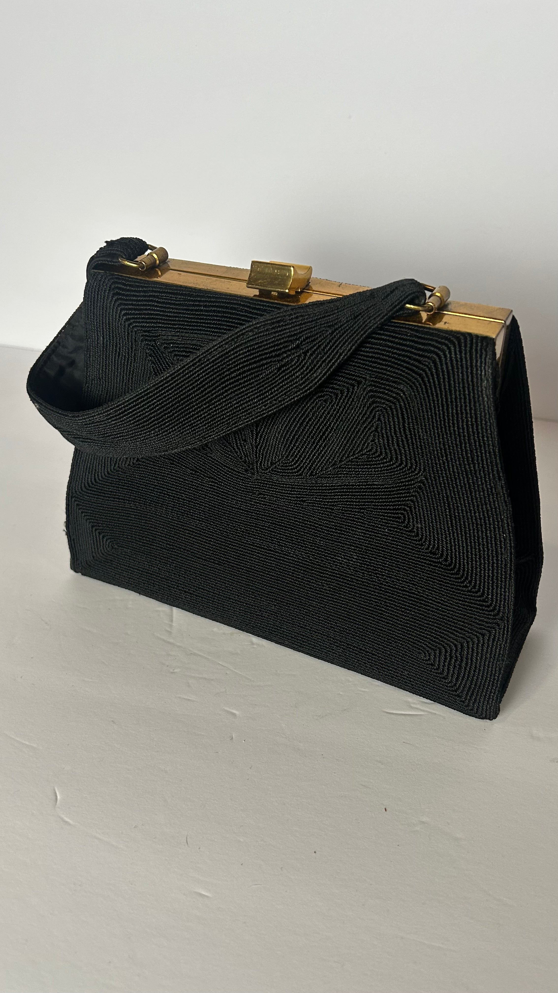 MCM black Cordé clasp handbag