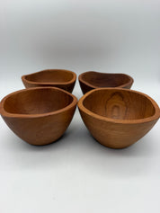 6” set of 4 Danish teak bowls MCM Freeform vintage