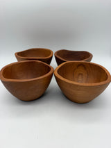 6” set of 4 Danish teak bowls MCM Freeform vintage