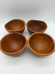 6” set of 4 Danish teak bowls MCM Freeform vintage