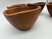 6” set of 4 Danish teak bowls MCM Freeform vintage