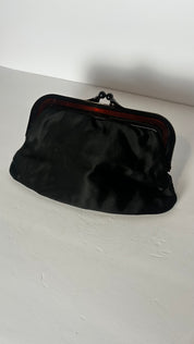 Black satin evening bag with Lucite frame