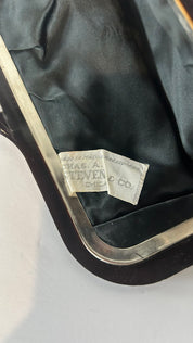 Black satin evening bag with Lucite frame