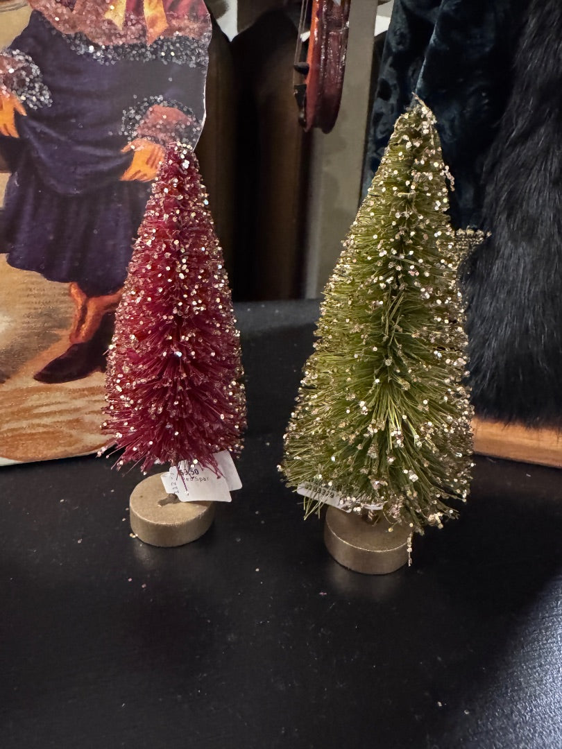 Green Sparkled Bottlebrush Trees
