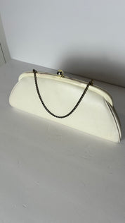 Vintage faux leather white clutch