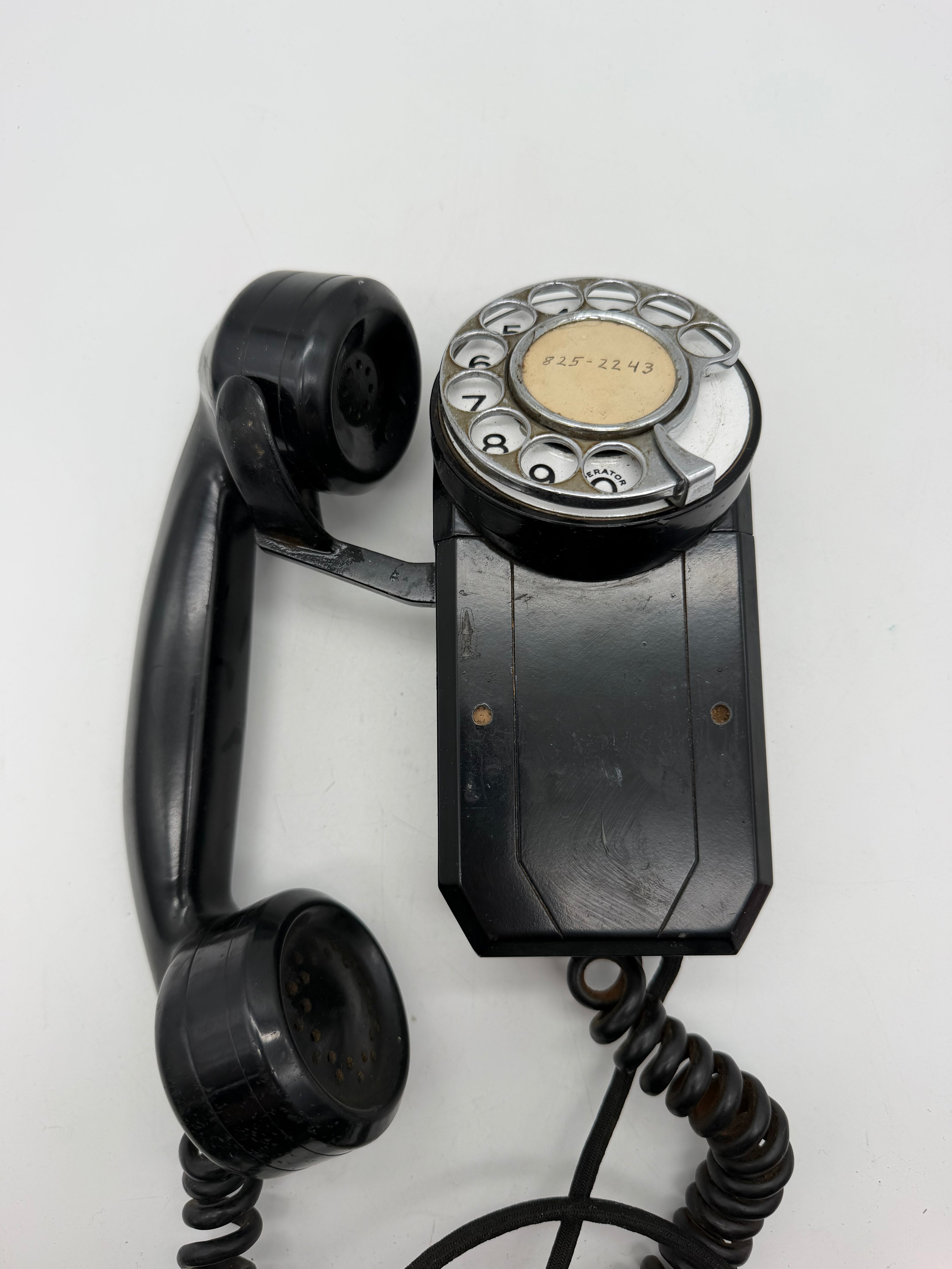 Vintage Monophone Automatic Electric Rotary Wall Telephone Black Chicago Pre1940