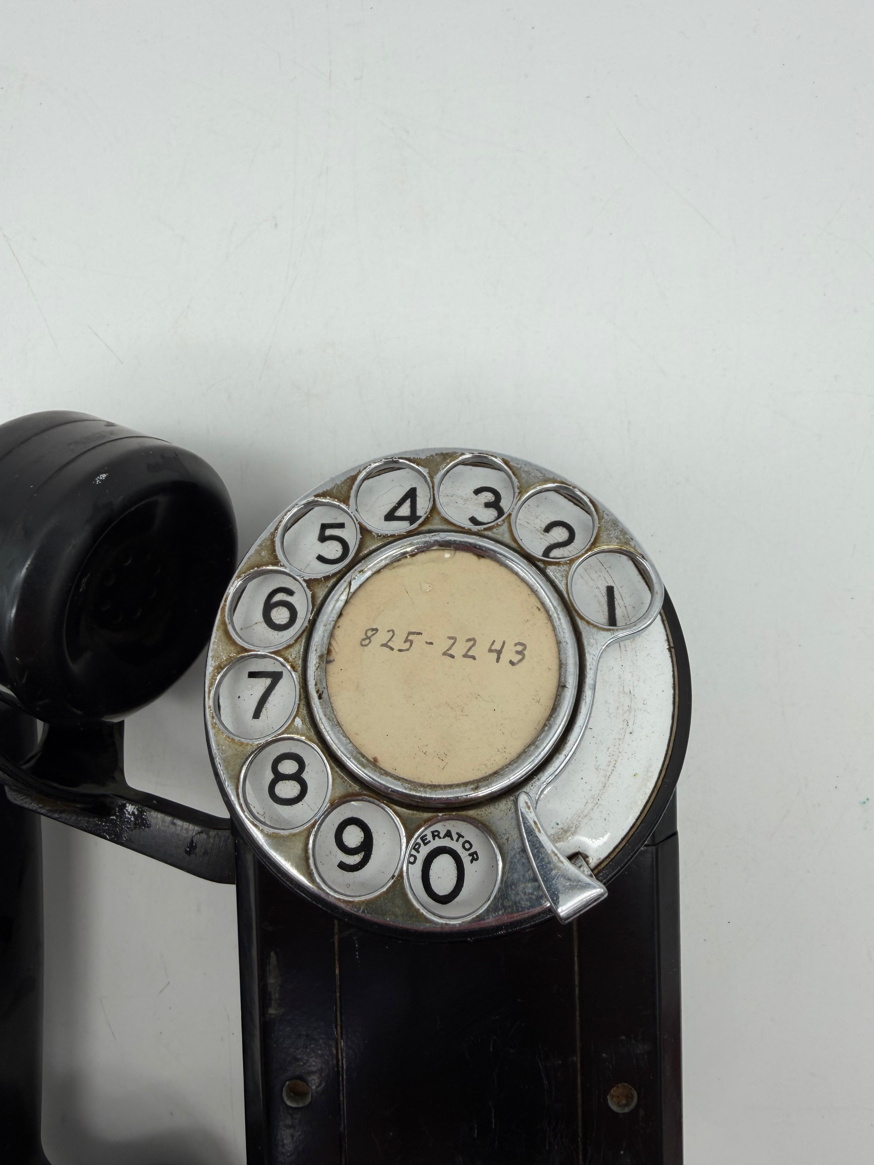 Vintage Monophone Automatic Electric Rotary Wall Telephone Black Chicago Pre1940