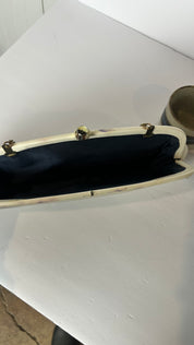 Vintage faux leather white clutch