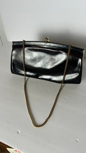 Black glossy leather clutch