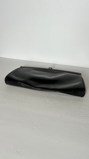 Black glossy leather clutch