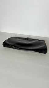 Black glossy leather clutch