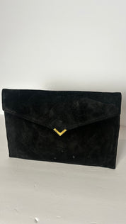 Shirl Miller Ltd USA Clutch Black Suede 70s 80s