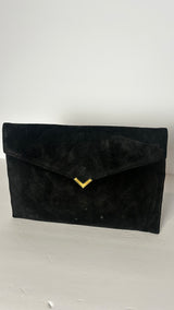 Shirl Miller Ltd USA Clutch Black Suede 70s 80s