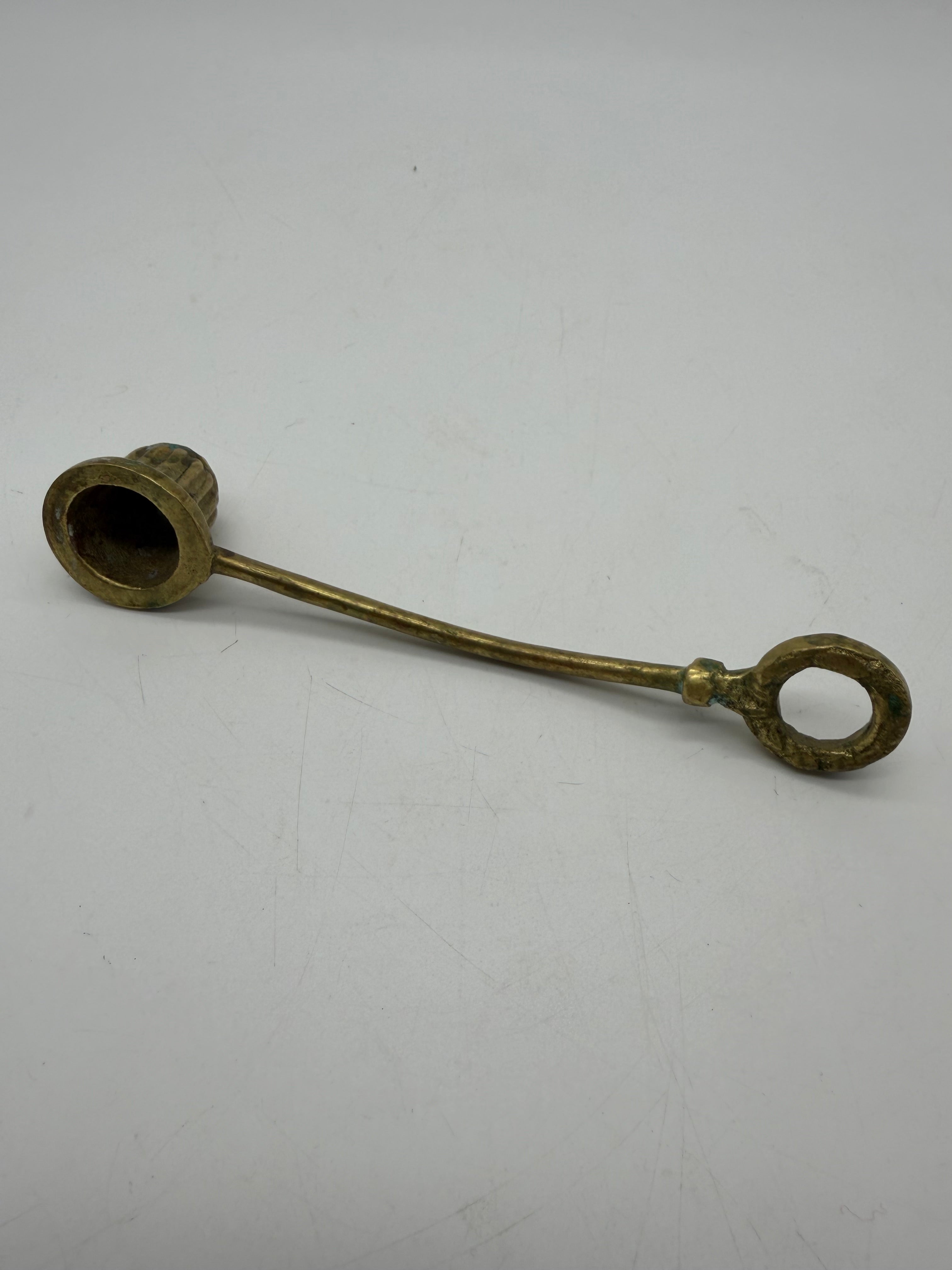 6” brass candle snuffer flower motif