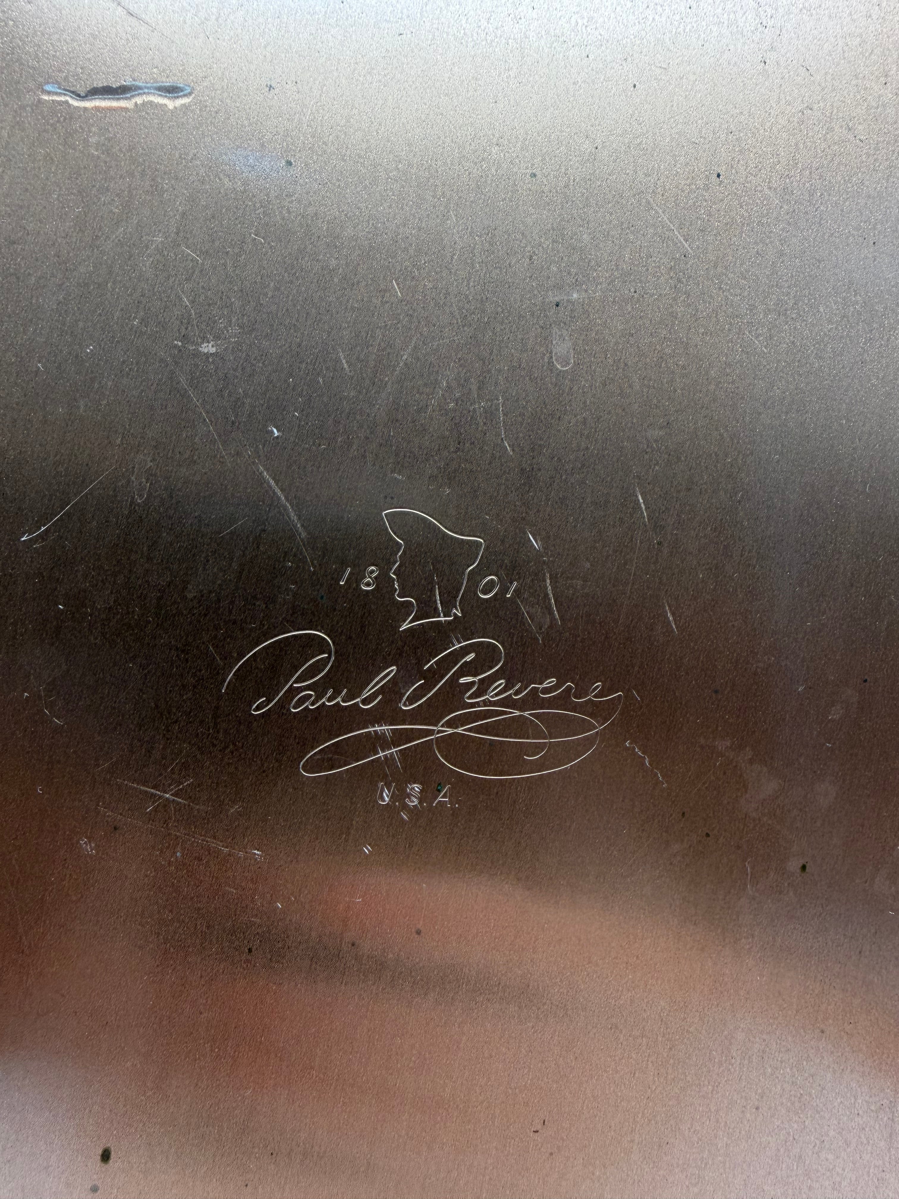 11.5” Revere Ware 1801 Signature Solid Copper bottom Stainless  Skillet circa 1976