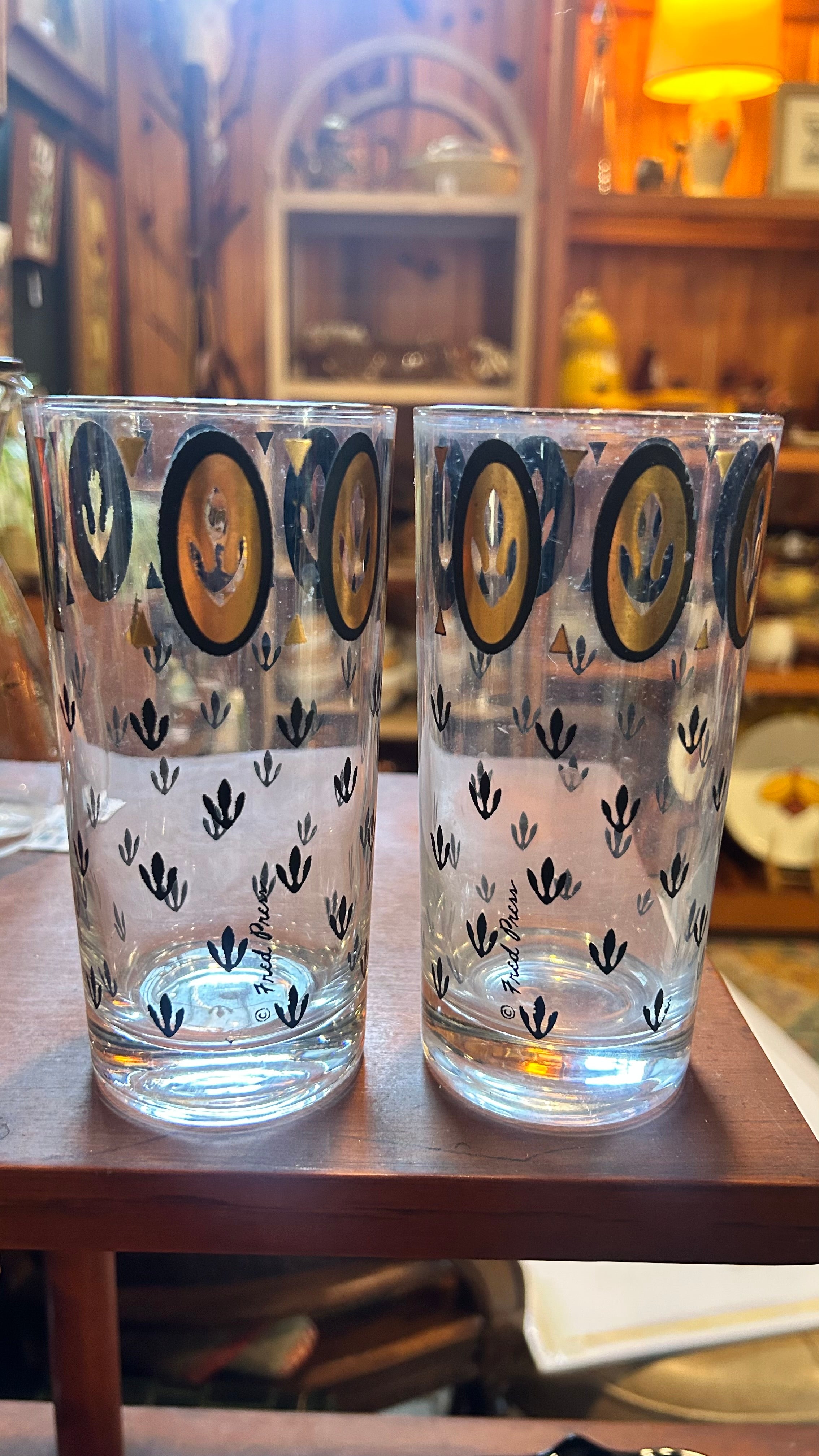 Pair of Fred Press Highball glasses