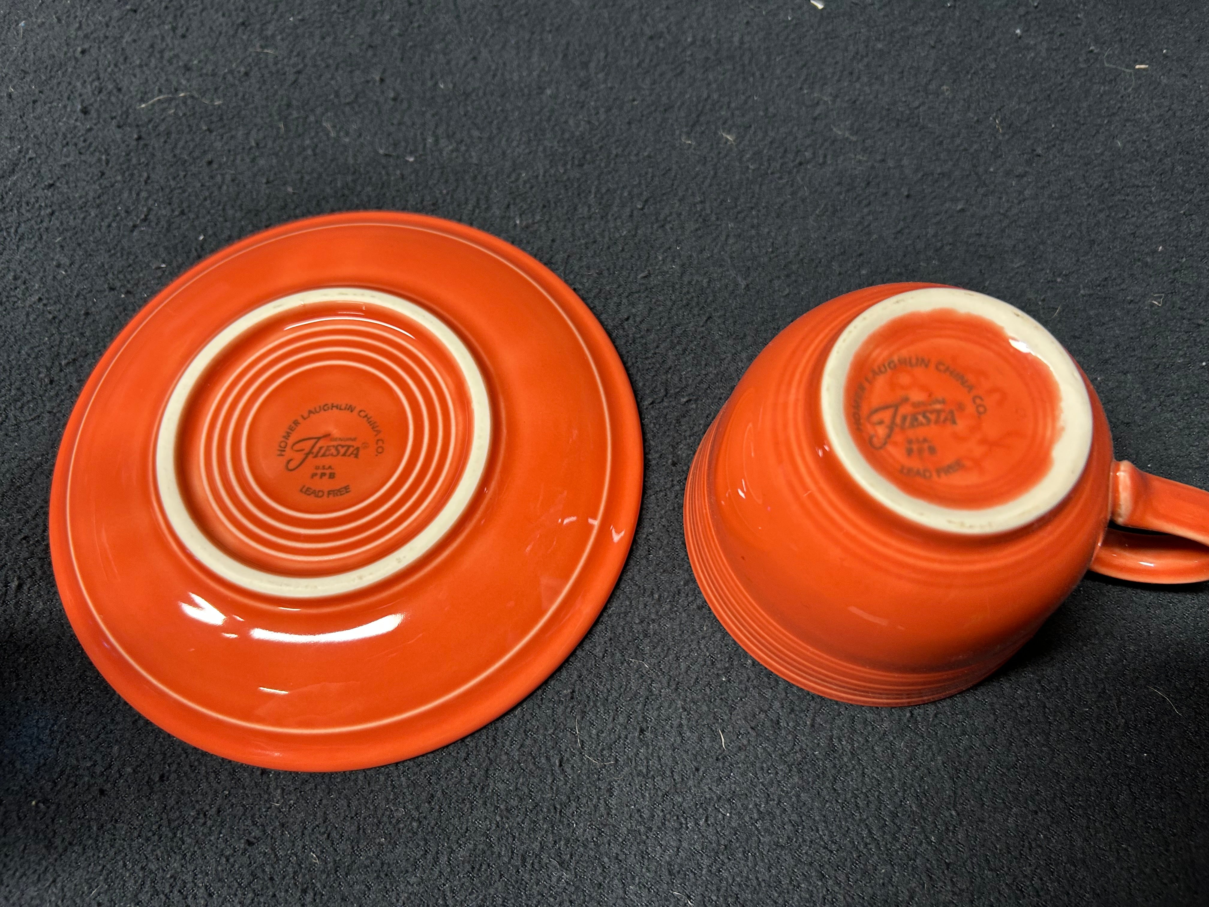 Light Orange Fiestaware Tea-cup and Saucer Set