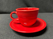 Red Teacup and Saucer Set