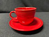 Red Teacup and Saucer Set