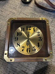 vintage mid-century modern square wall and mantel clock