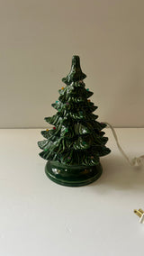 Vintage Atlantic Mold Green Ceramic Lighted Christmas Tree Made In USA