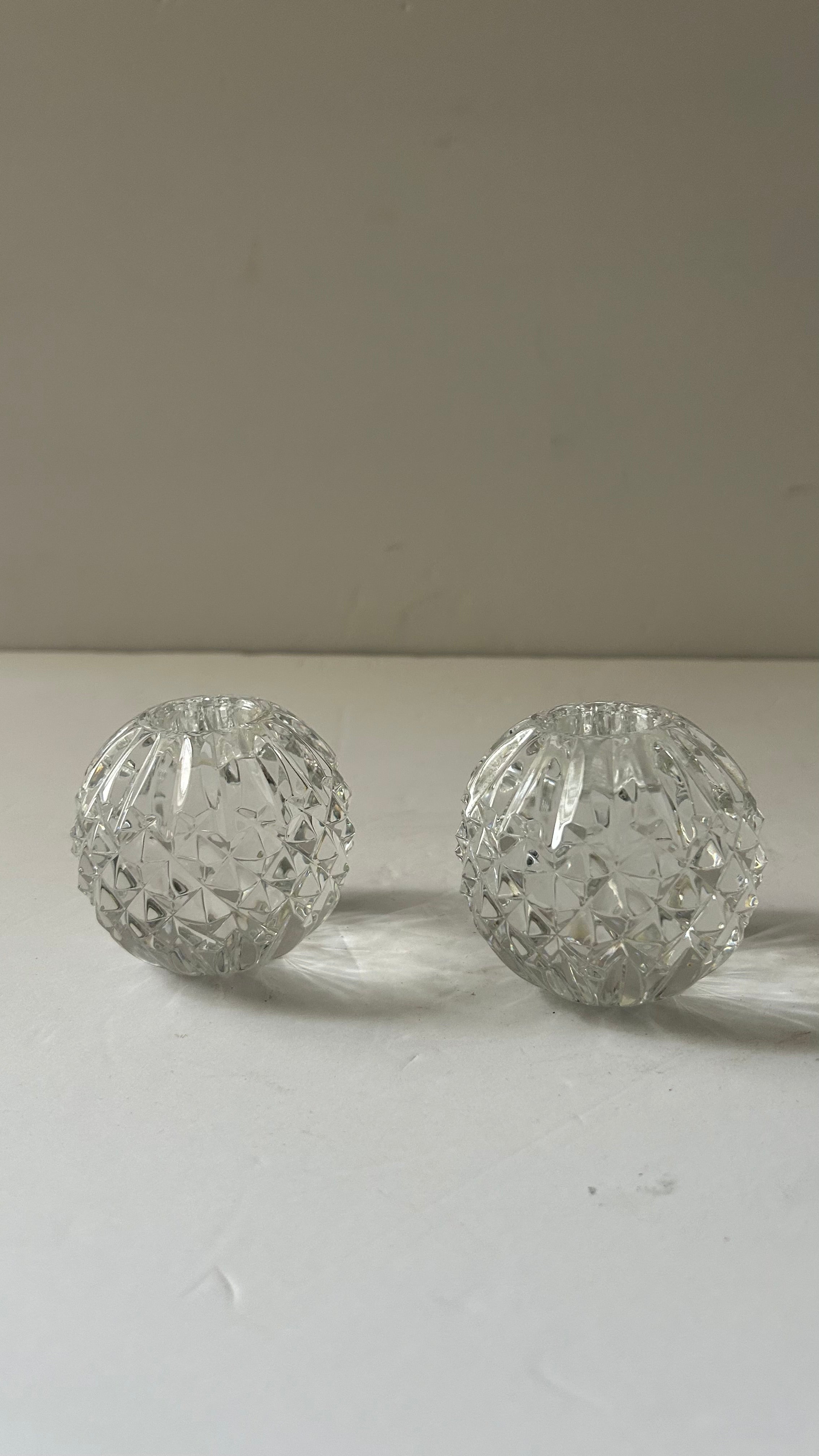 Pair of Waterford Crystal “Candela” ball candle holders