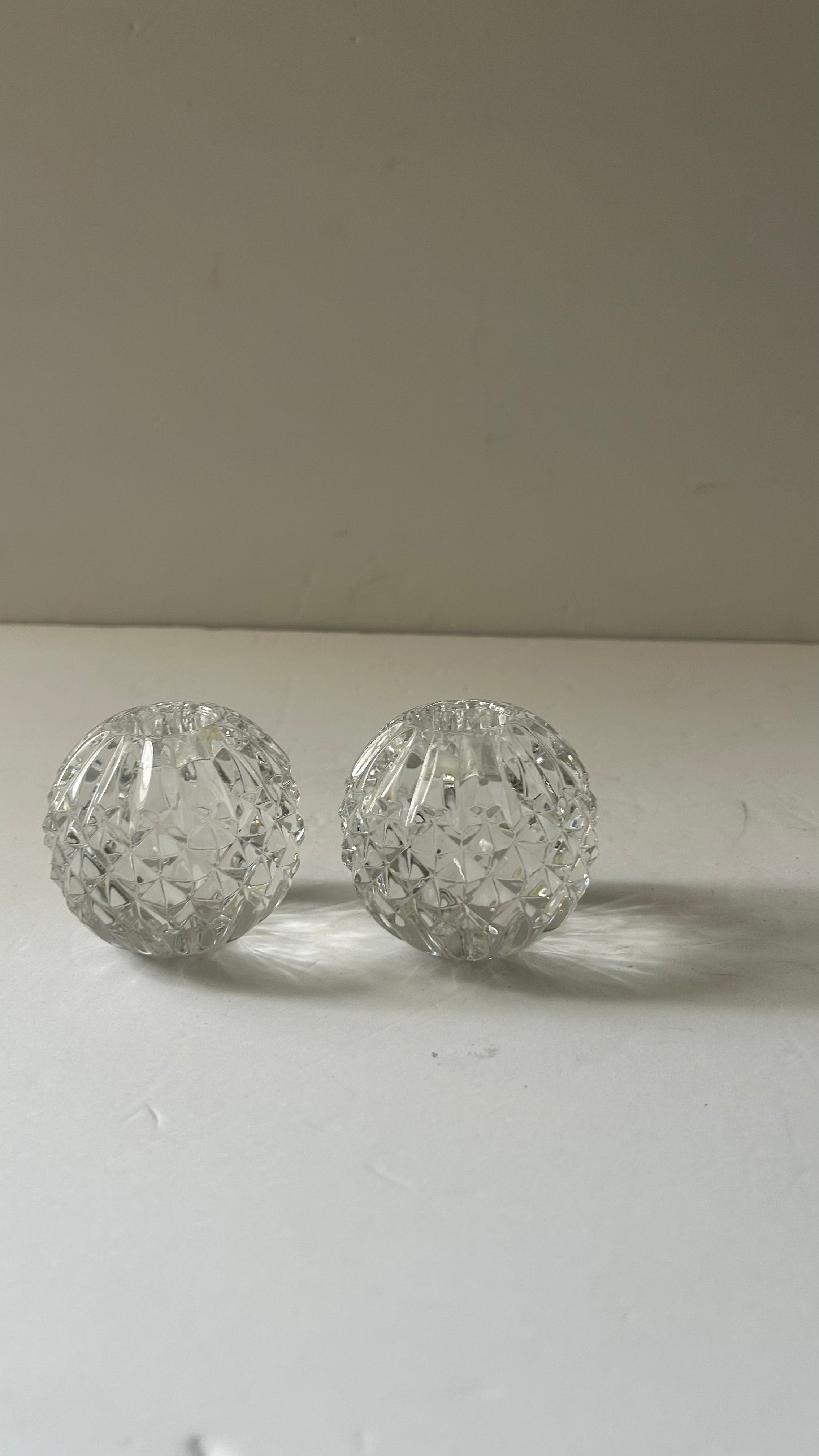 Pair of Waterford Crystal “Candela” ball candle holders