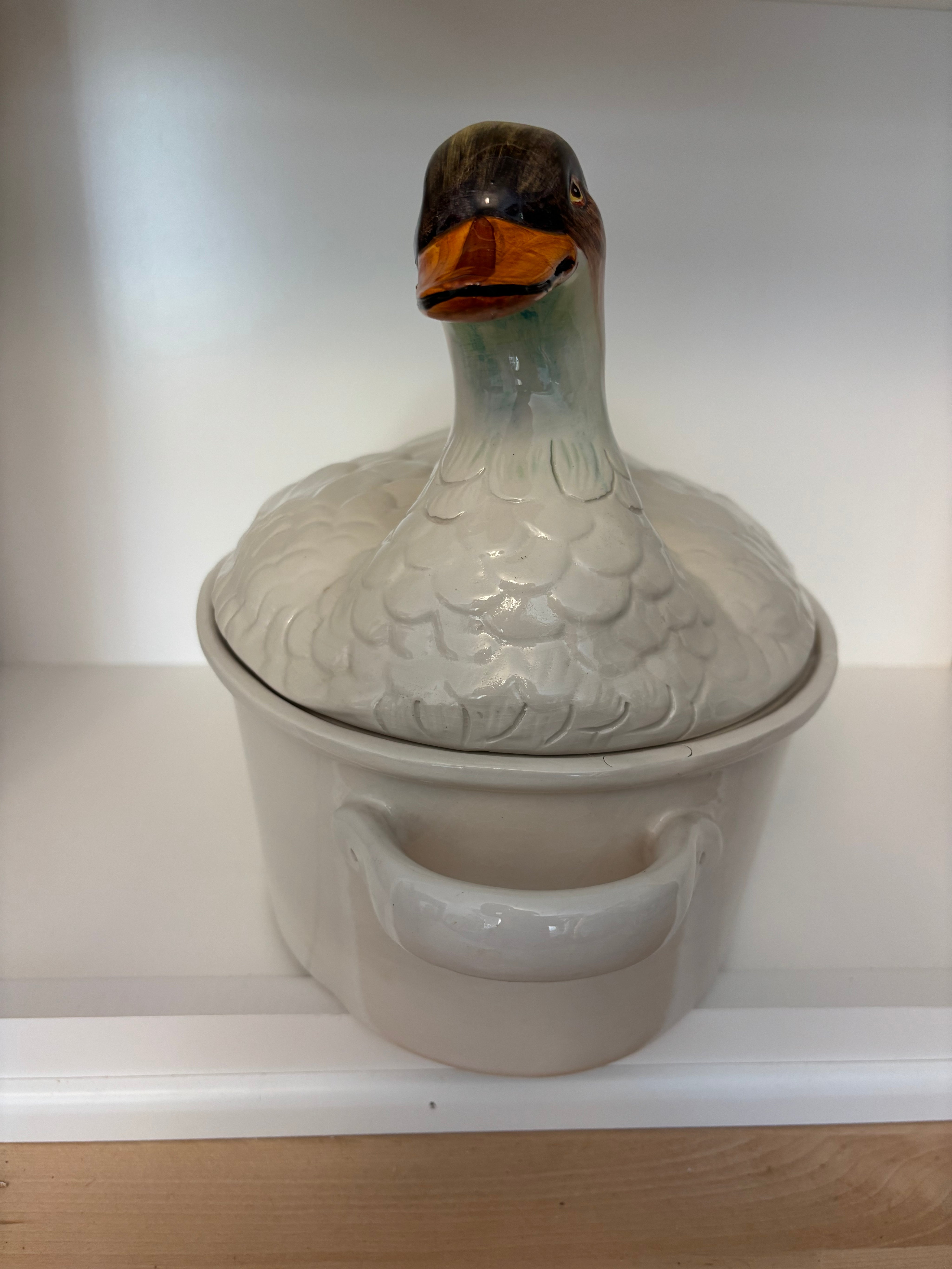 vintage Italian ceramic duck tureen