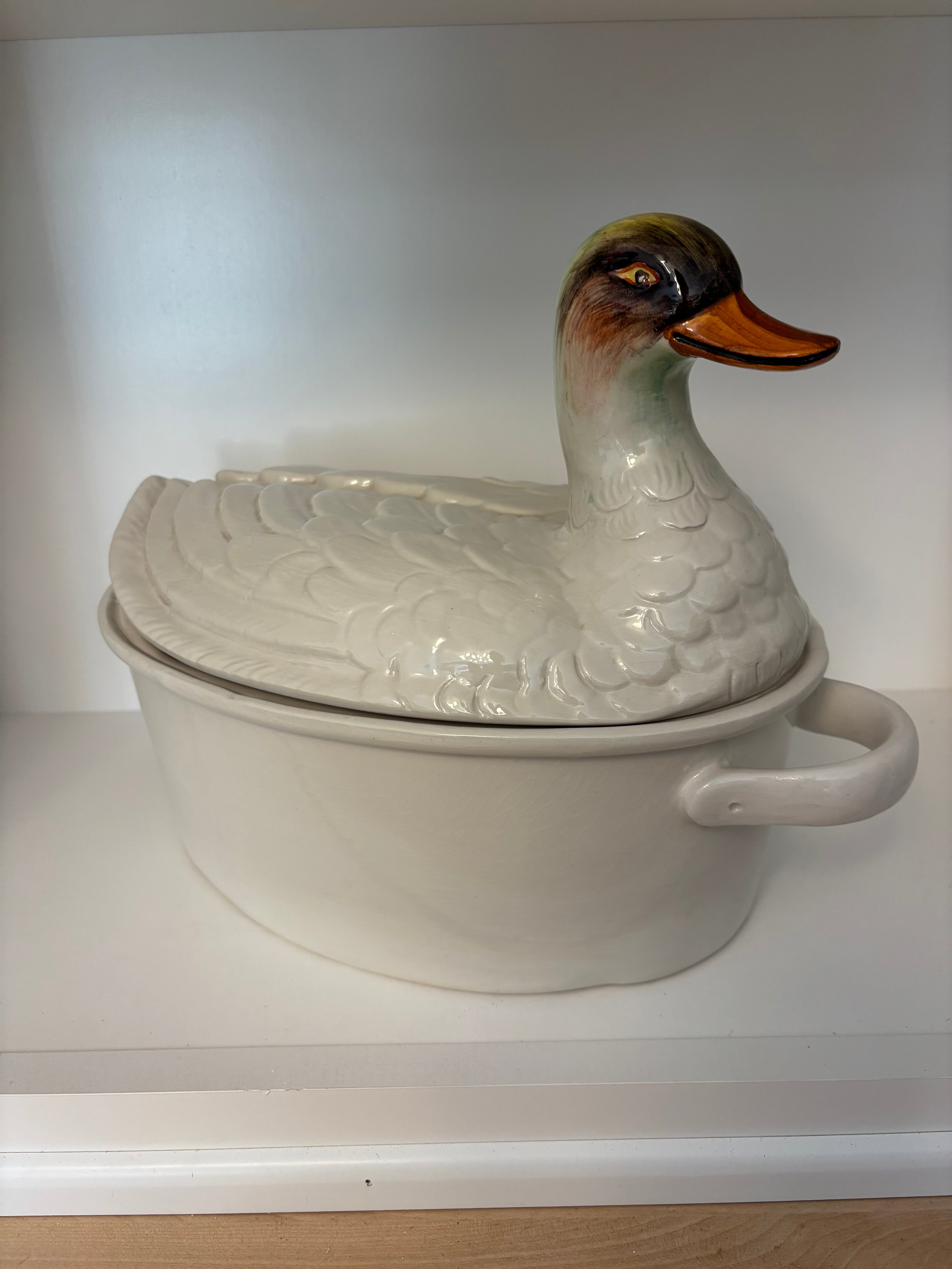 vintage Italian ceramic duck tureen