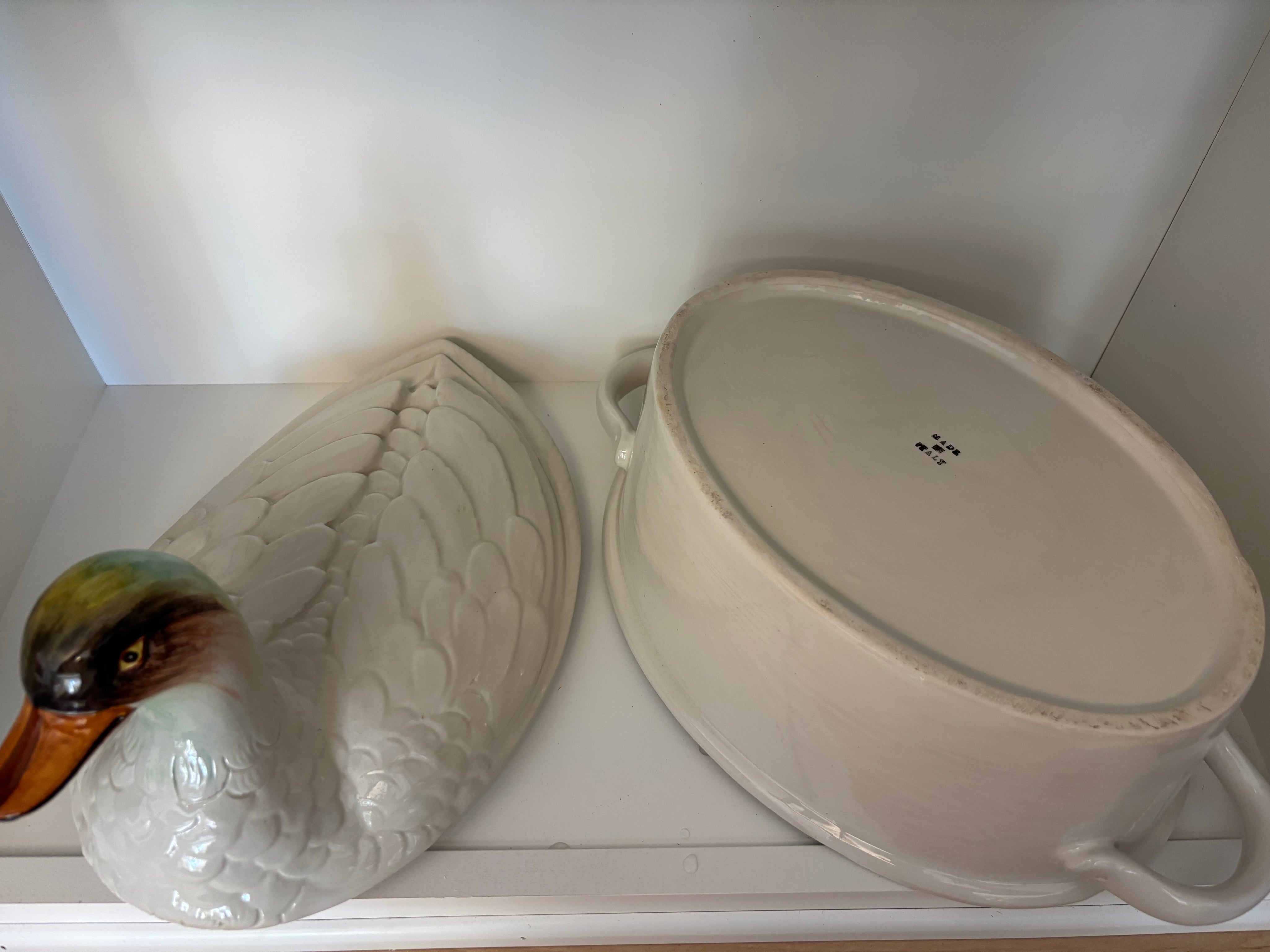 vintage Italian ceramic duck tureen