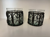 Vintage hand blown bubble glass votive