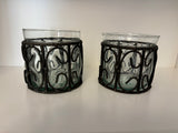 Vintage hand blown bubble glass votive