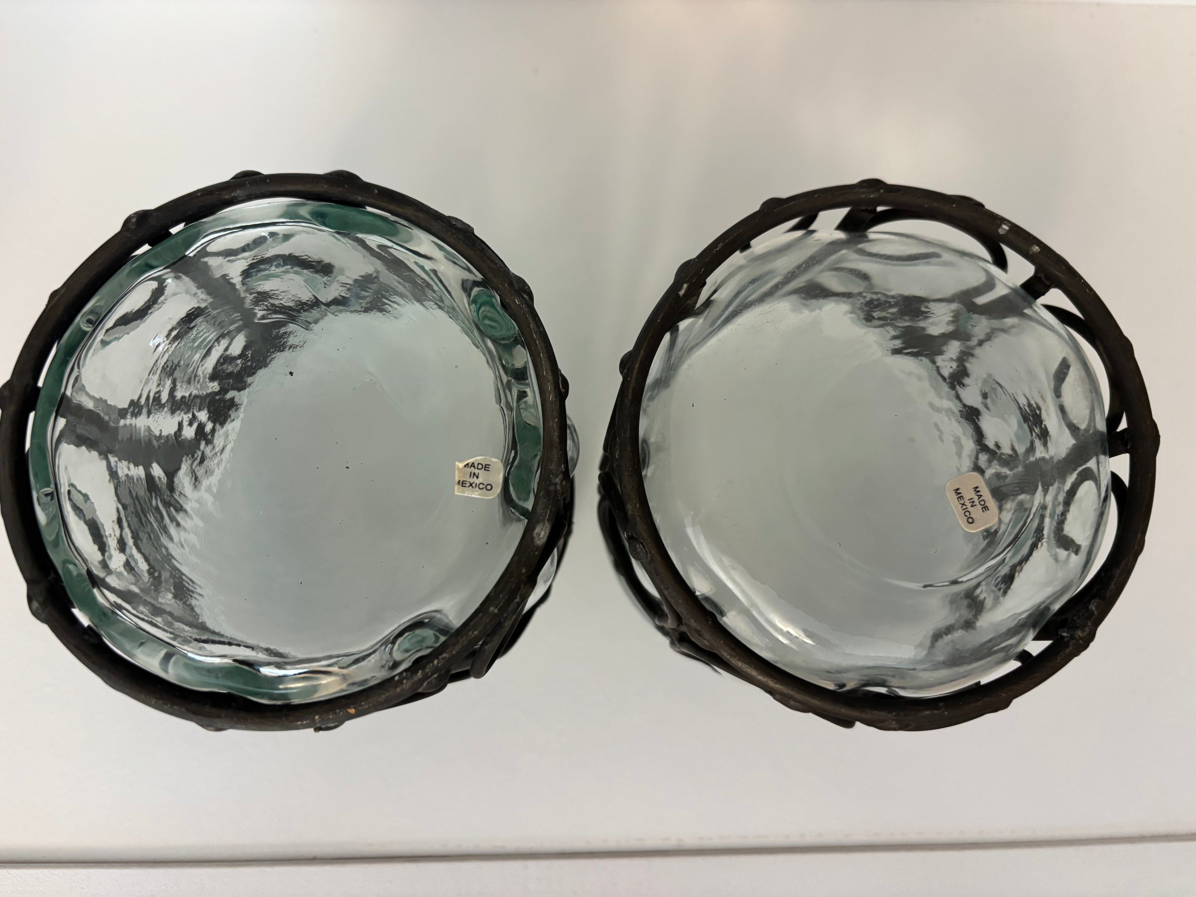 Vintage hand blown bubble glass votive