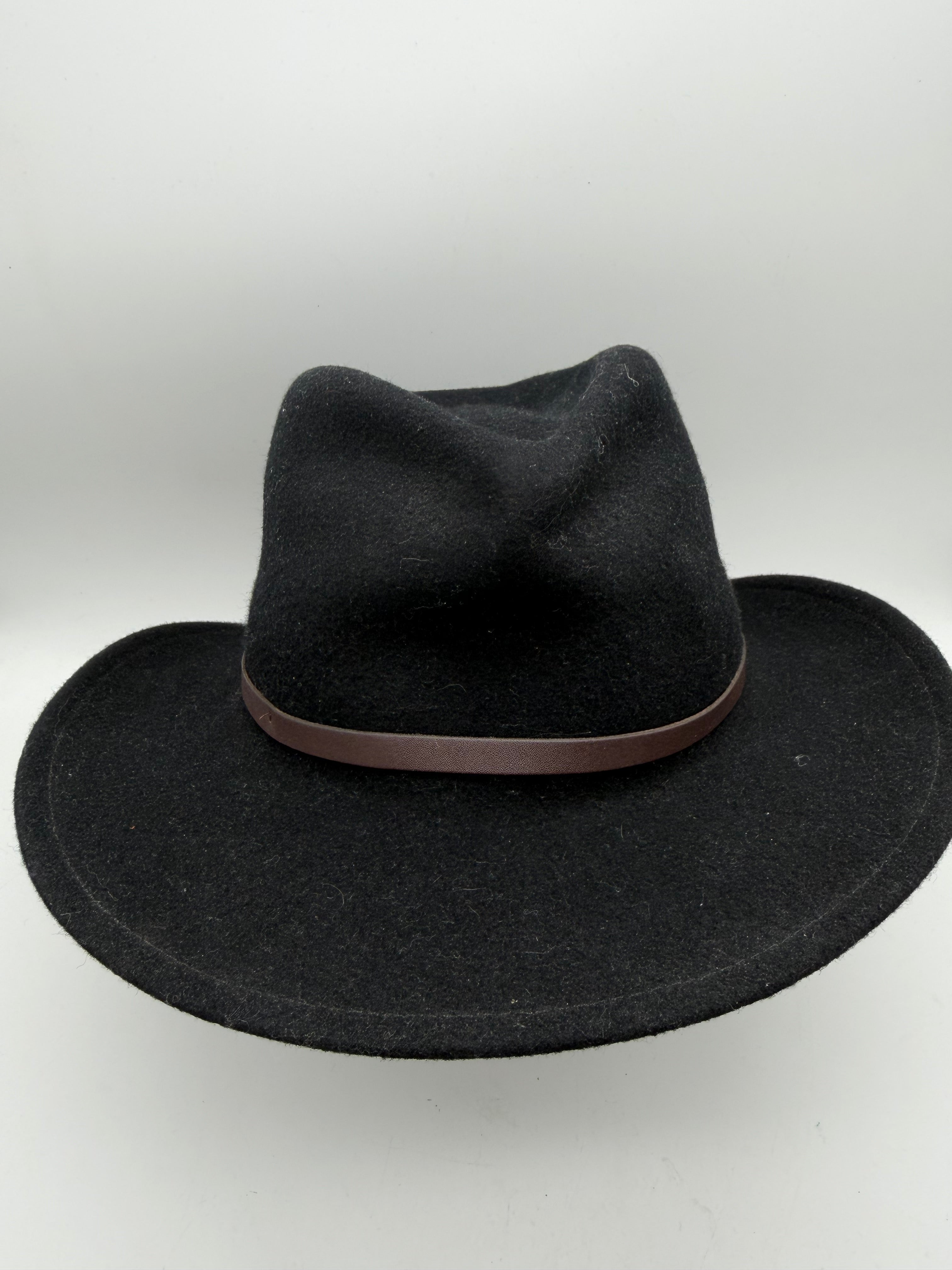 L Schuman Sullivan New Haven Connecticut Crusher Black Wool Hat Size L Made in USA