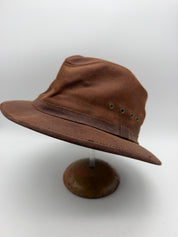 M Vintage LL Bean Leather Packer Hat OJF78 Brown Suede Fedora Outback Medium USA