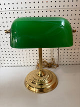 Brass Banker’s Lamp with Green Glass Shade
