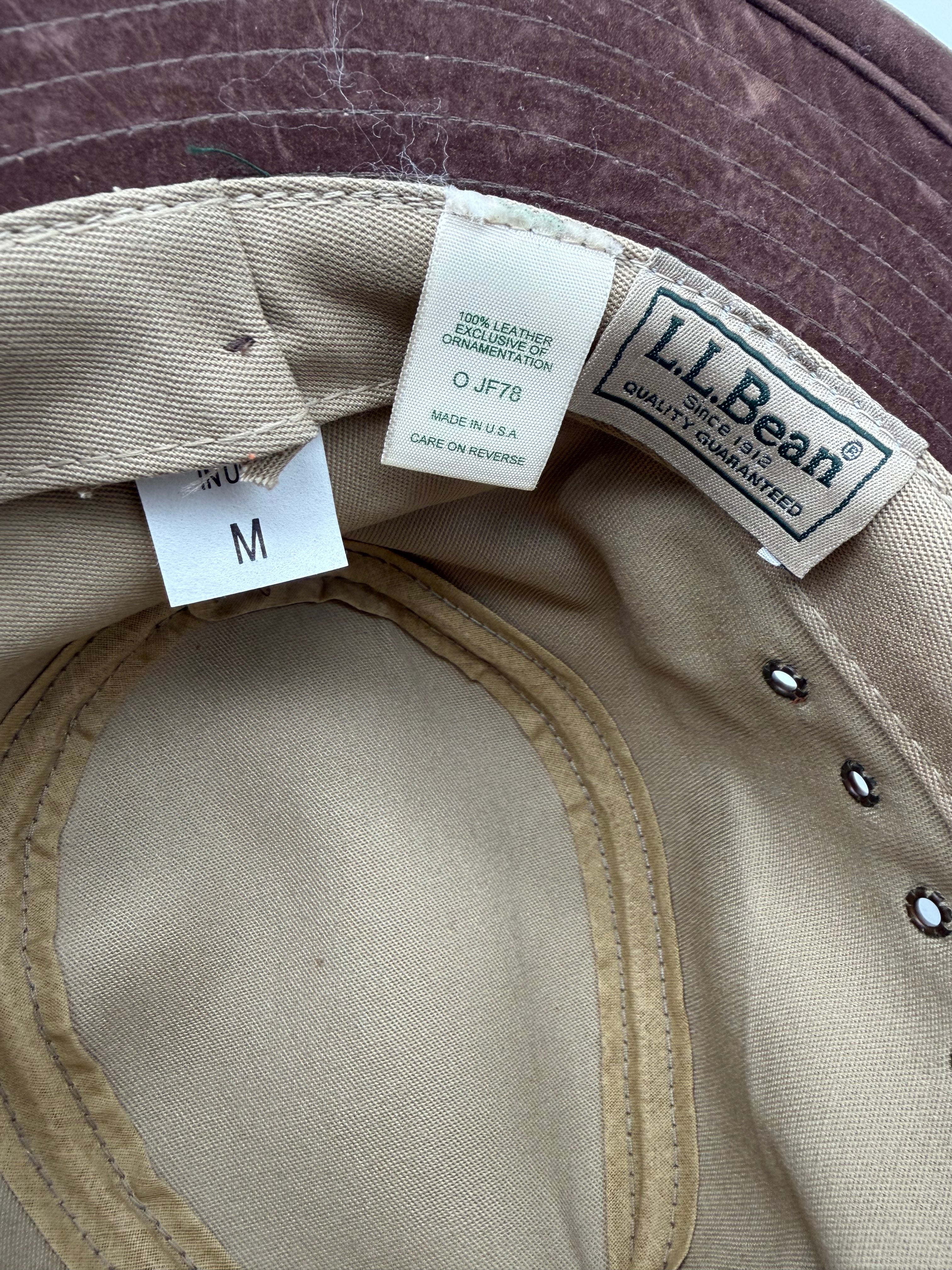 M Vintage LL Bean Leather Packer Hat OJF78 Brown Suede Fedora Outback Medium USA