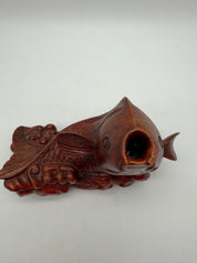8” Carved Red  Carp Fish Feng Shui Sculptures Figurine Chinese Asian