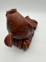 8” Carved Red  Carp Fish Feng Shui Sculptures Figurine Chinese Asian