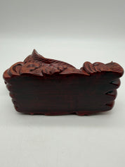 8” Carved Red  Carp Fish Feng Shui Sculptures Figurine Chinese Asian